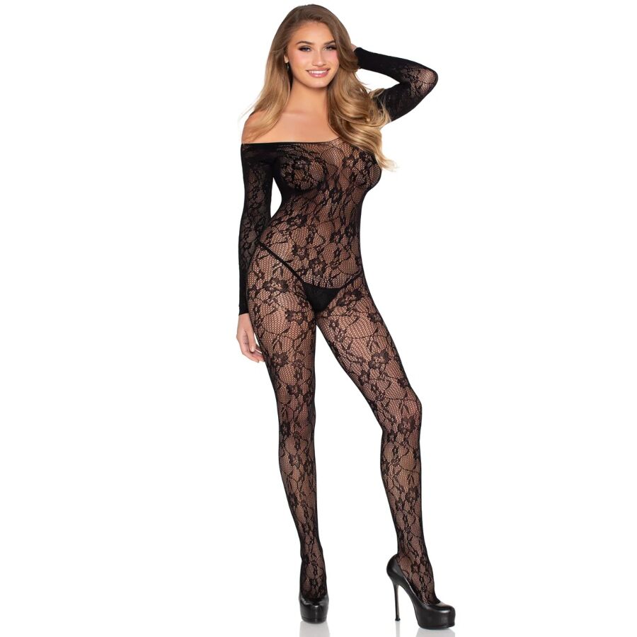 LEG AVENUE - 89366 LACE LINGERIE BODYSTOCKING BLACK - ONE SIZE - Bild 7