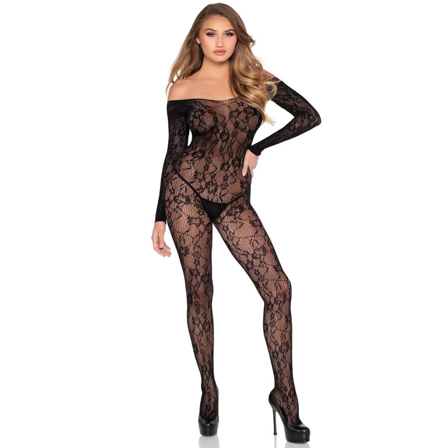 LEG AVENUE - 89366 LACE LINGERIE BODYSTOCKING BLACK - ONE SIZE - Bild 5