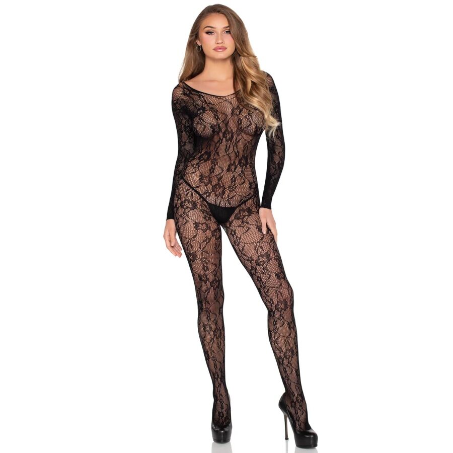 LEG AVENUE - 89366 LACE LINGERIE BODYSTOCKING BLACK - ONE SIZE - Bild 6