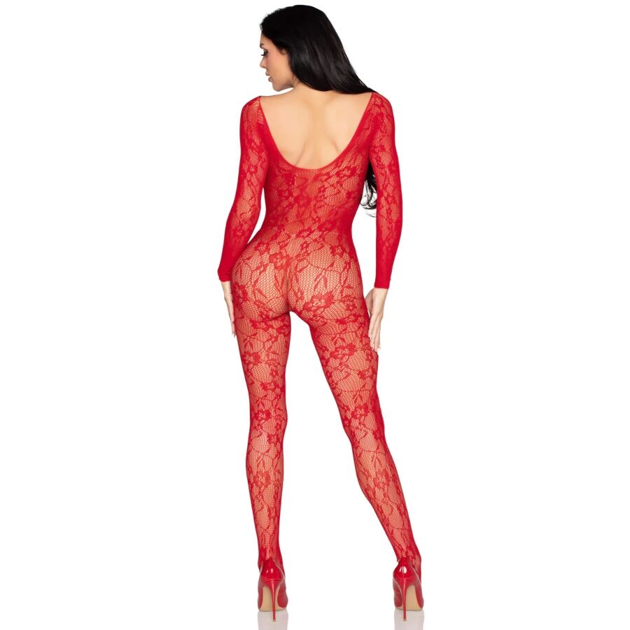 Alternative view of LEG AVENUE - 89366 LACE LINGERIE BODYSTOCKING RED - ONE SIZE