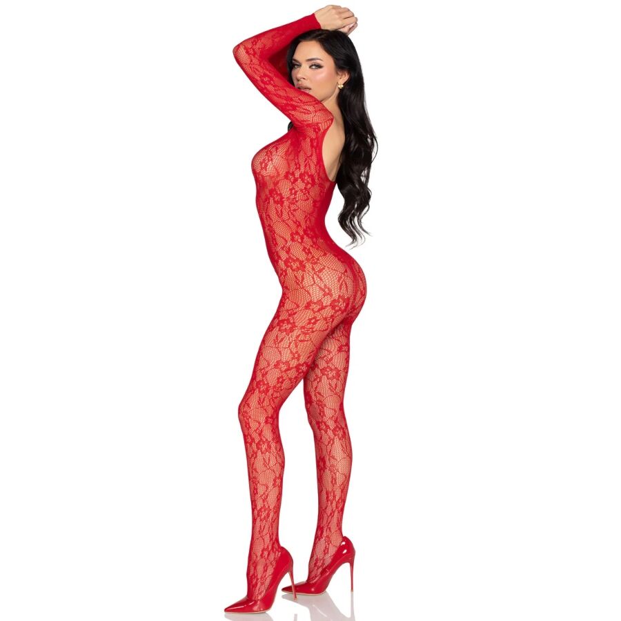 LEG AVENUE - 89366 LACE LINGERIE BODYSTOCKING RED - ONE SIZE - Bild 3