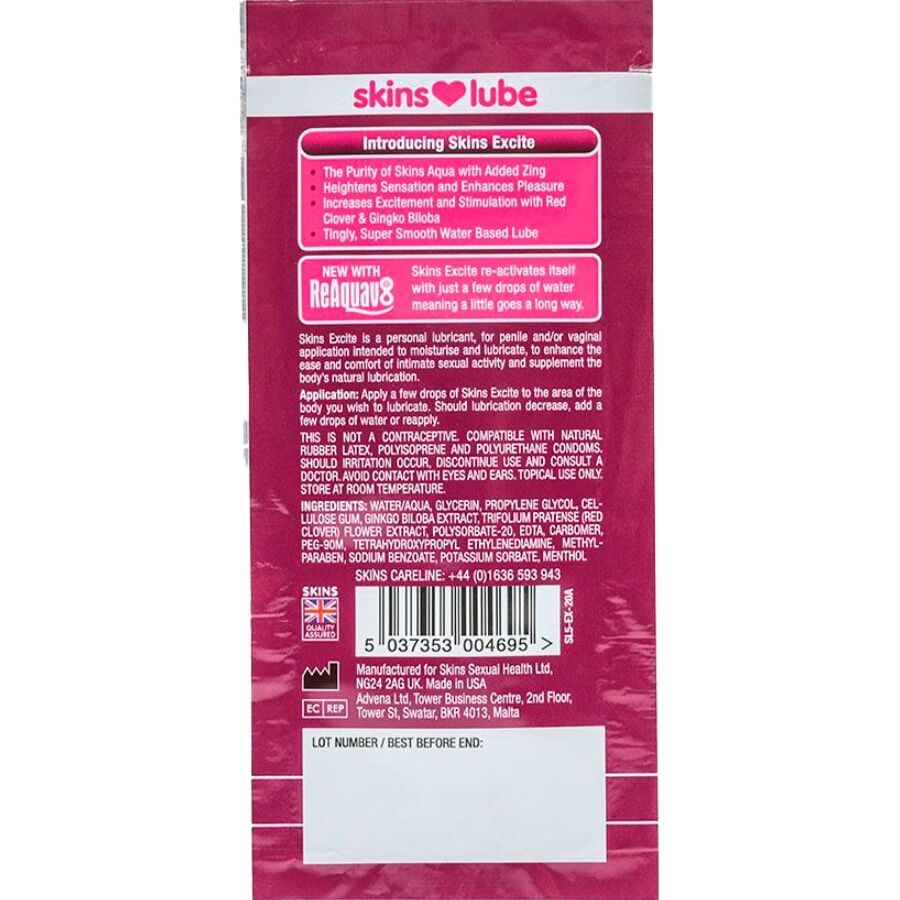 Alternative view of SKINS - EXCITE WATER-BASED LUBRICANT SINGLE-DOSE 5 ML