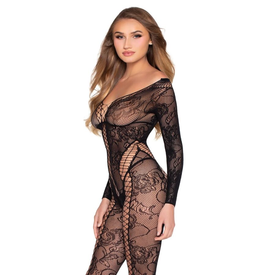 LEG AVENUE - 89369 NET & LACE JUMPSUIT BLACK - ONE SIZE - Bild 4