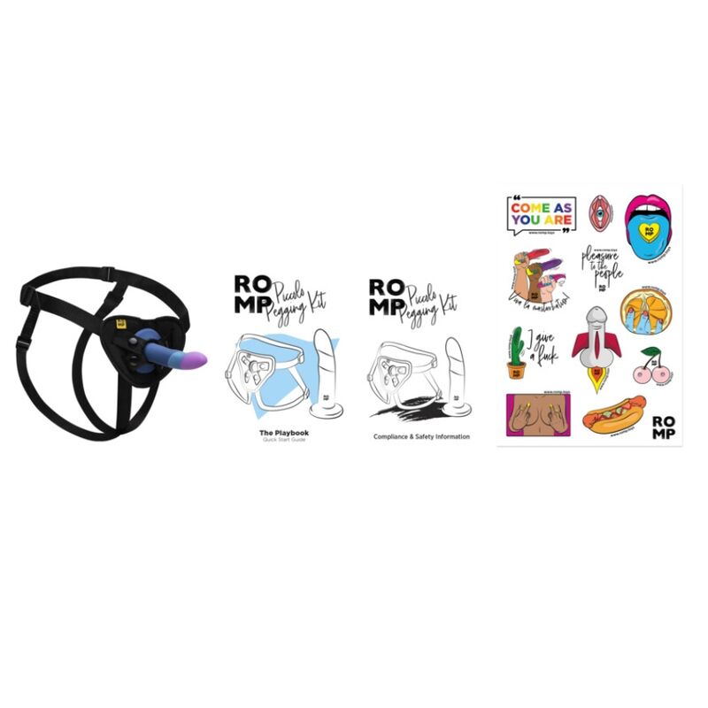 ROMP - PICCOLO HARNESS + SILICONE DILDO WITH TRICOLOR SUCTION CUP 14 CM - Bild 5