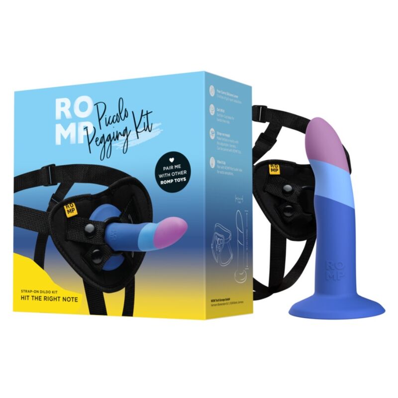 ROMP - PICCOLO HARNESS + SILICONE DILDO WITH TRICOLOR SUCTION CUP 14 CM - Bild 6
