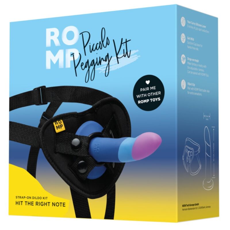 ROMP - PICCOLO HARNESS + SILICONE DILDO WITH TRICOLOR SUCTION CUP 14 CM - Bild 10