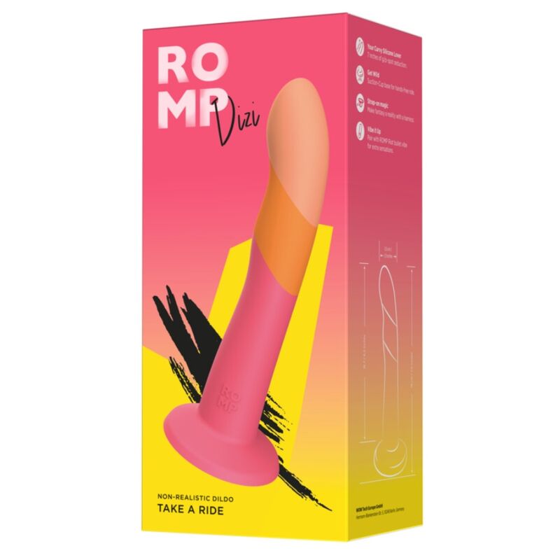 ROMP - DIZI SILICONE DILDO WITH SUCTION CUP TRICOLOR 18 CM - Bild 5