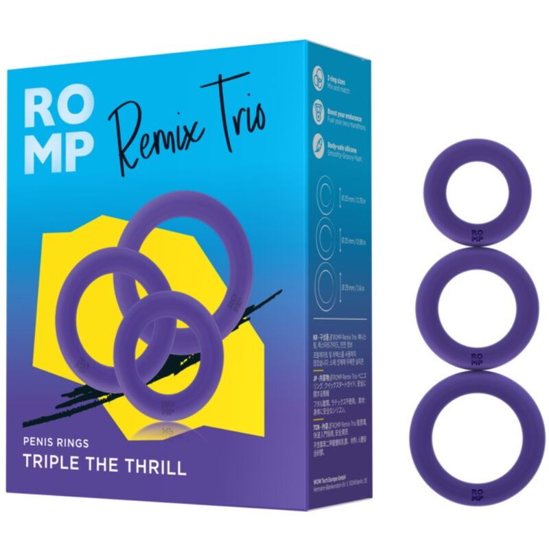 ROMP - REMIX TRIO SET OF 3 PURPLE SILICONE PENIS RINGS - Bild 5