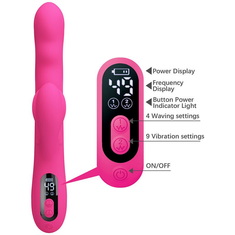 PRETTY LOVE - WINTERS MULTIFUNCTION RABBIT VIBRATOR WITH LED DISPLAY PINK - Bild 5