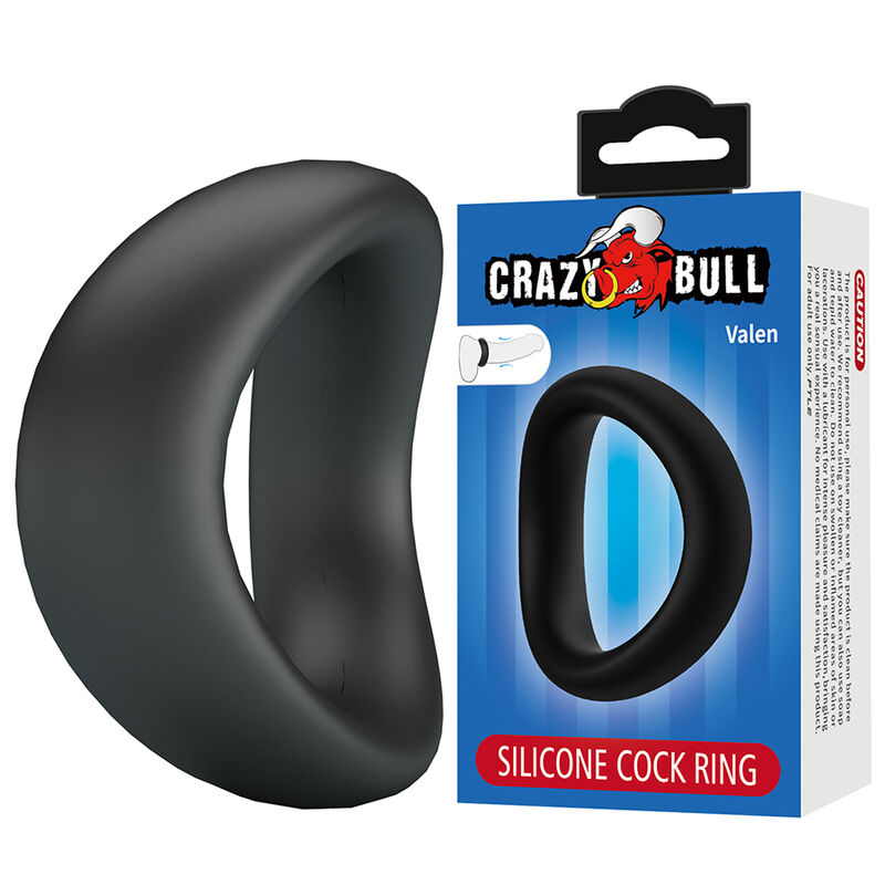 Alternative view of CRAZY BULL - VALEN ERGONOMIC SILICONE COCK RING BLACK