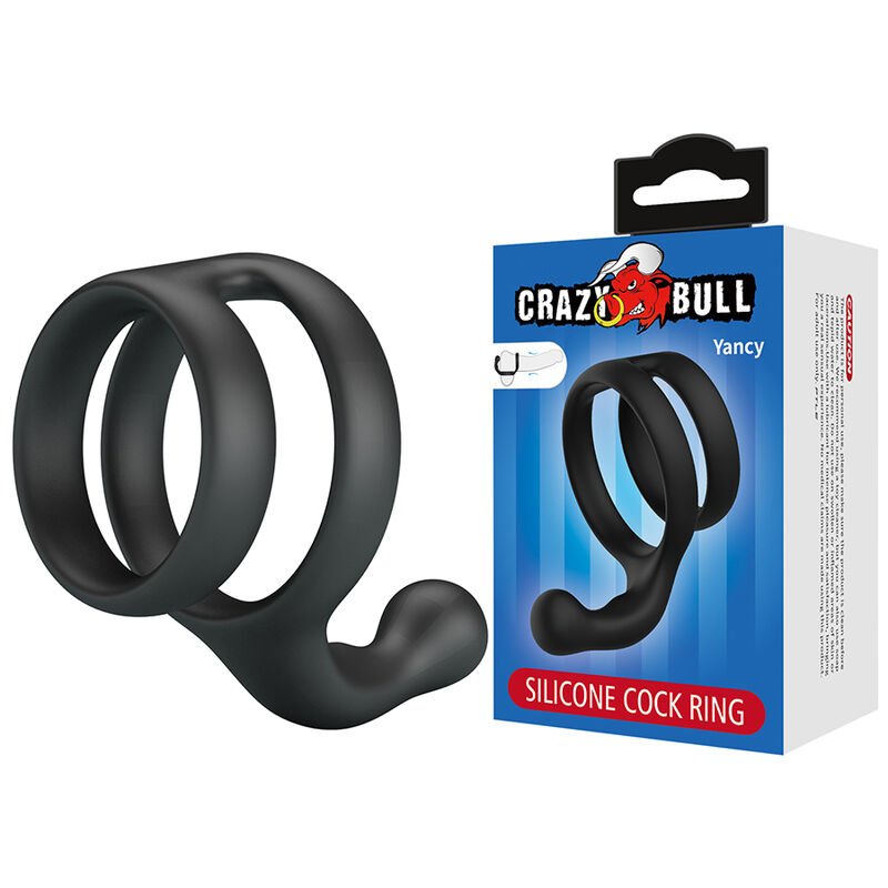 Alternative view of CRAZY BULL - YANCY DOUBLE COCK AND BALL RING BLACK
