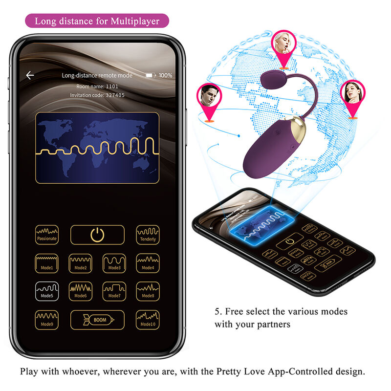 PRETTY LOVE - KLAY THRUSTING EGG VIBRATOR APP CONTROL PURPLE - Bild 8