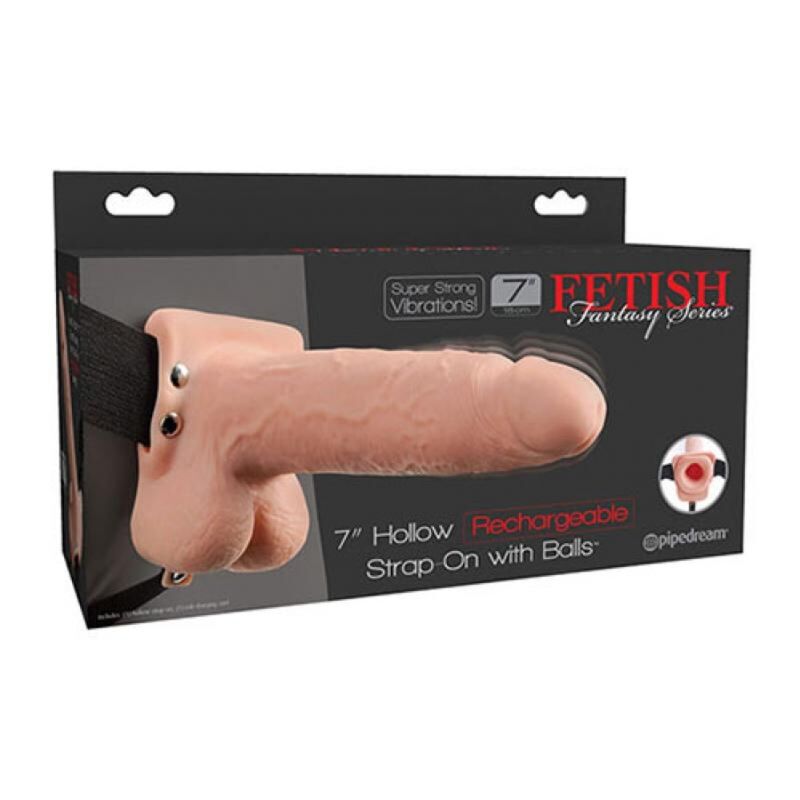Alternative view of FETISH FANTASY SERIES - REALISTIC VIBRATING HOLLOW STRAP ON WITH BALLS 17.8 CM