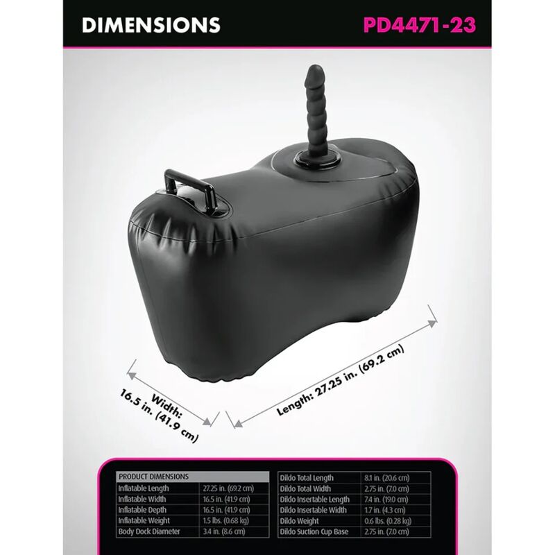 FETISH FANTASY SERIES - BODY DOCK INFLATABLE LOVE SEAT WITH DILDO 69.2 CM BLACK - Bild 4