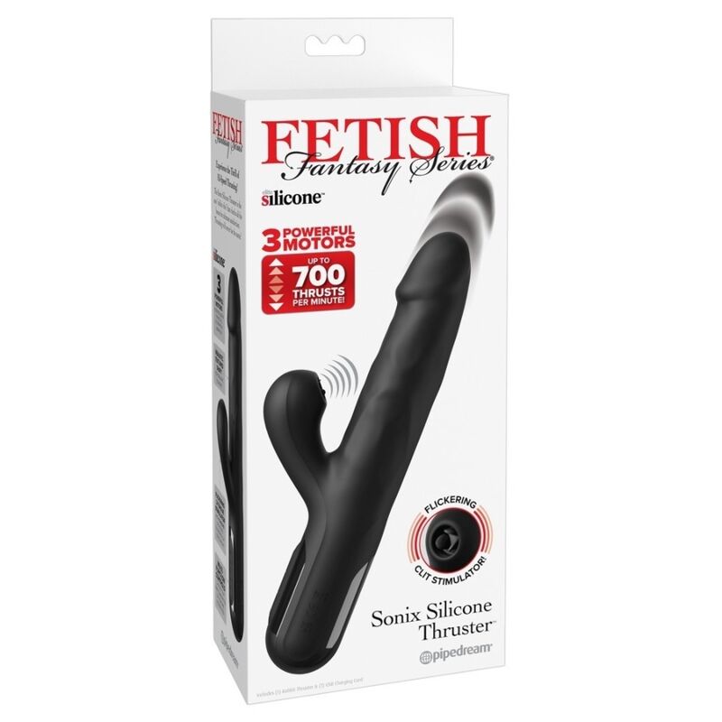 FETISH FANTASY SERIES - SONIX SILICONE THRUSTER RABBIT VIBRATOR BLACK - Bild 7
