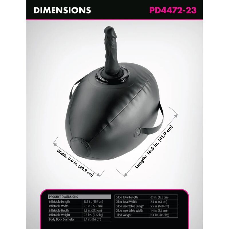 FETISH FANTASY SERIES - BODY DOCK INFLATABLE LOVE BALL WITH DILDO BLACK 41.9 CM - Bild 4
