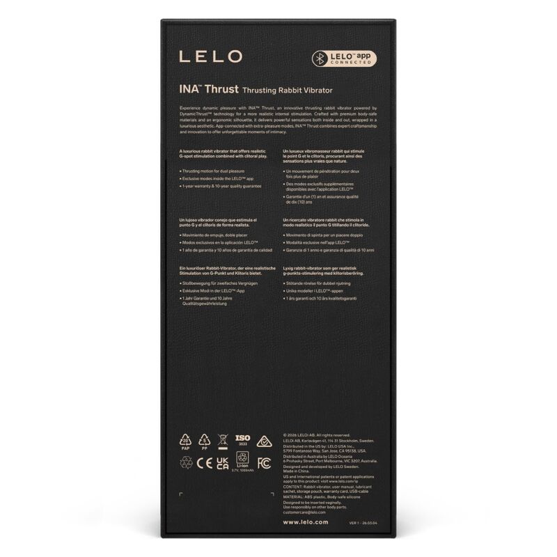 LELO - INA THRUST RABBIT THRUSTING VIBRATOR BLACK - Bild 12