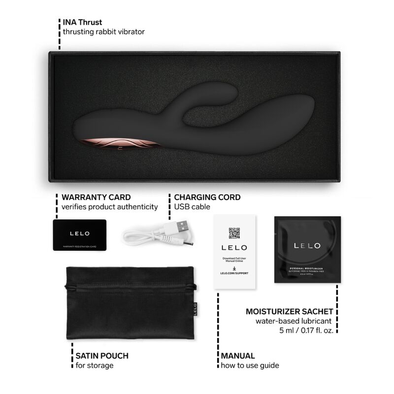 LELO - INA THRUST RABBIT THRUSTING VIBRATOR BLACK - Bild 9
