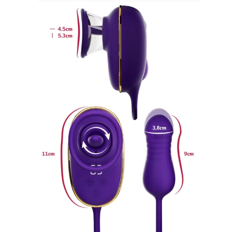 Alternative view of SHE.E.O - CLITORAL SUCTION TOOL WITH LICKING EFFECT AND PURPLE ANAL STIMULATOR