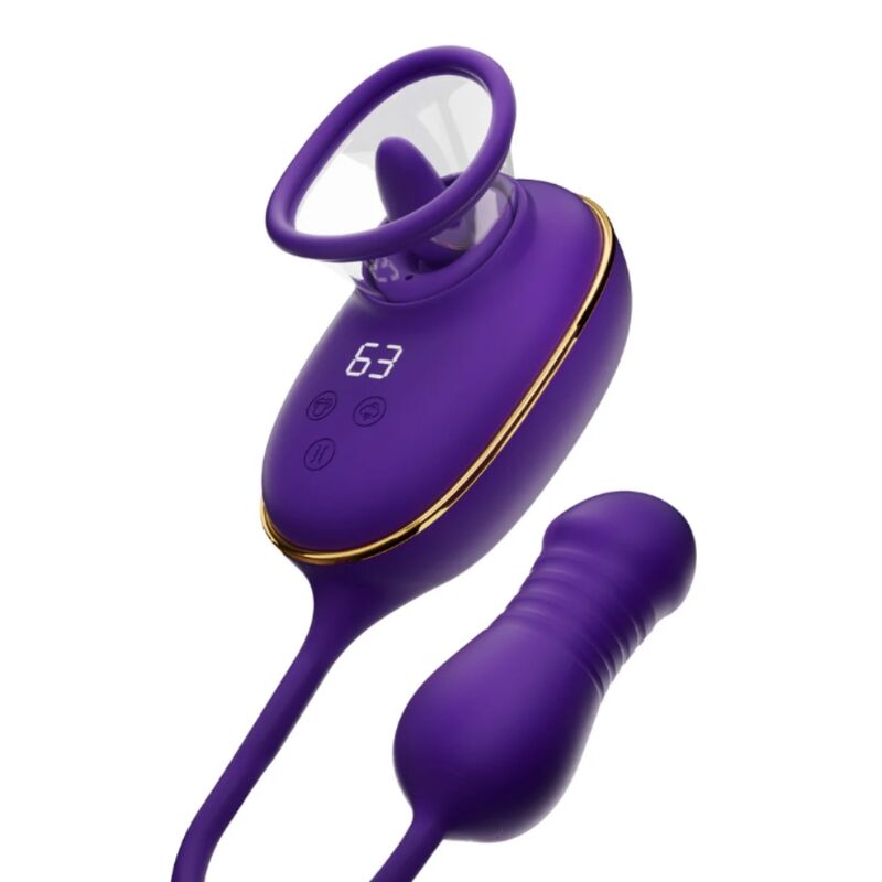 SHE.E.O - CLITORAL SUCTION TOOL WITH LICKING EFFECT AND PURPLE ANAL STIMULATOR