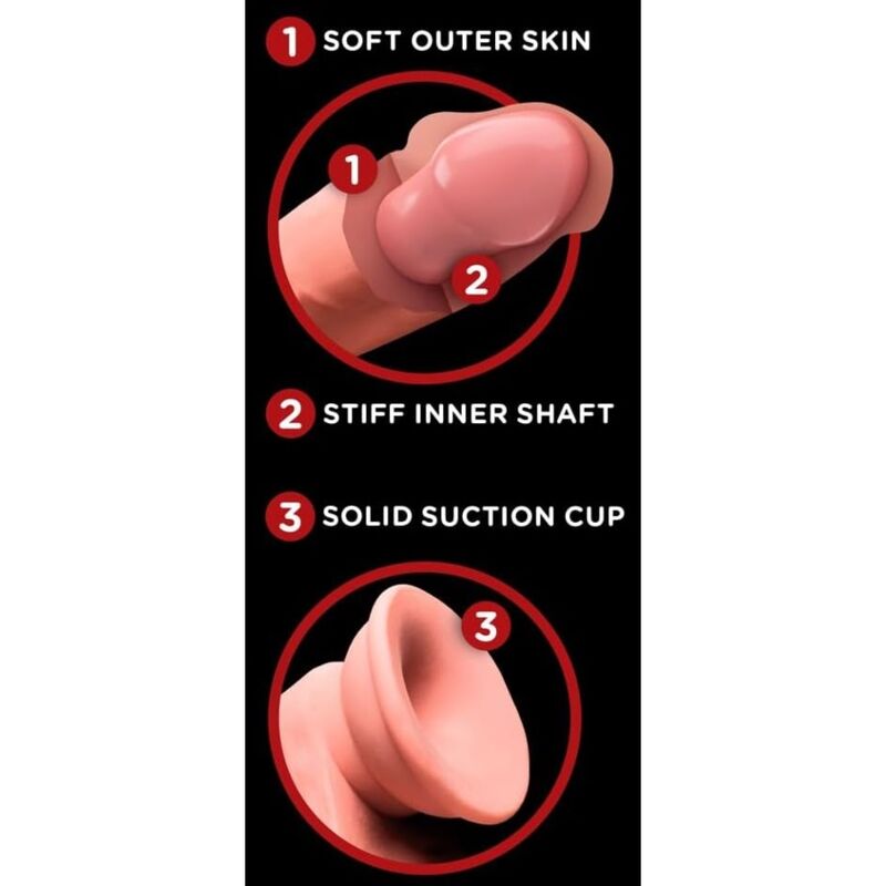 KING COCK PLUS - TRIPLE DENSITY REALISTIC DILDO WITH SWINGING TESTICLES 23 CM FLESH - Bild 3