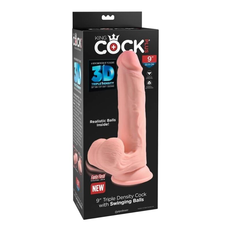 KING COCK PLUS - TRIPLE DENSITY REALISTIC DILDO WITH SWINGING TESTICLES 23 CM FLESH - Bild 4