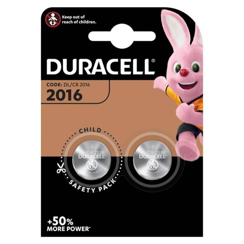 DURACELL BUTTON BATTERY LITIO CR2016 3V 2 UNIT