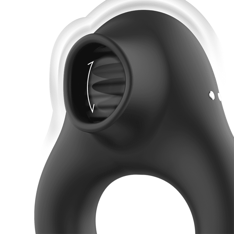 Alternative view of BLACKSILVER - COCK RING VIBRATING  LICKING SILICONE RECHARGEABLE BLACK