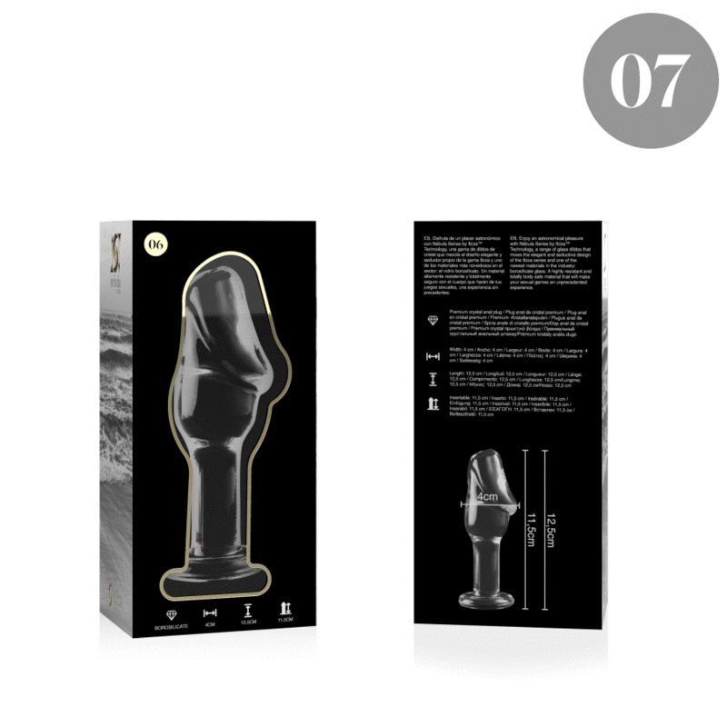 NEBULA SERIES BY IBIZA - MODEL 6 ANAL PLUG BOROSILICATE GLASS 12.5 X 4 CM CLEAR