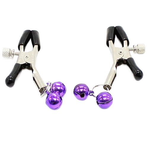 OHMAMA FETISH DOUBLE BELLS NIPPLE CLAMPS - PURPLE
