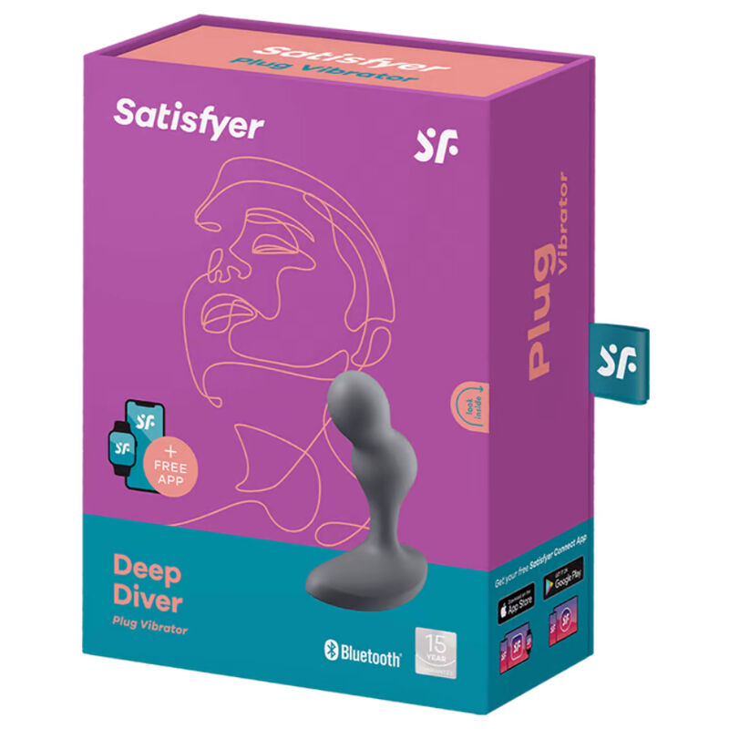 SATISFYER DEEP DIVER VIBRATING PLUG APP - GREY - Bild 4