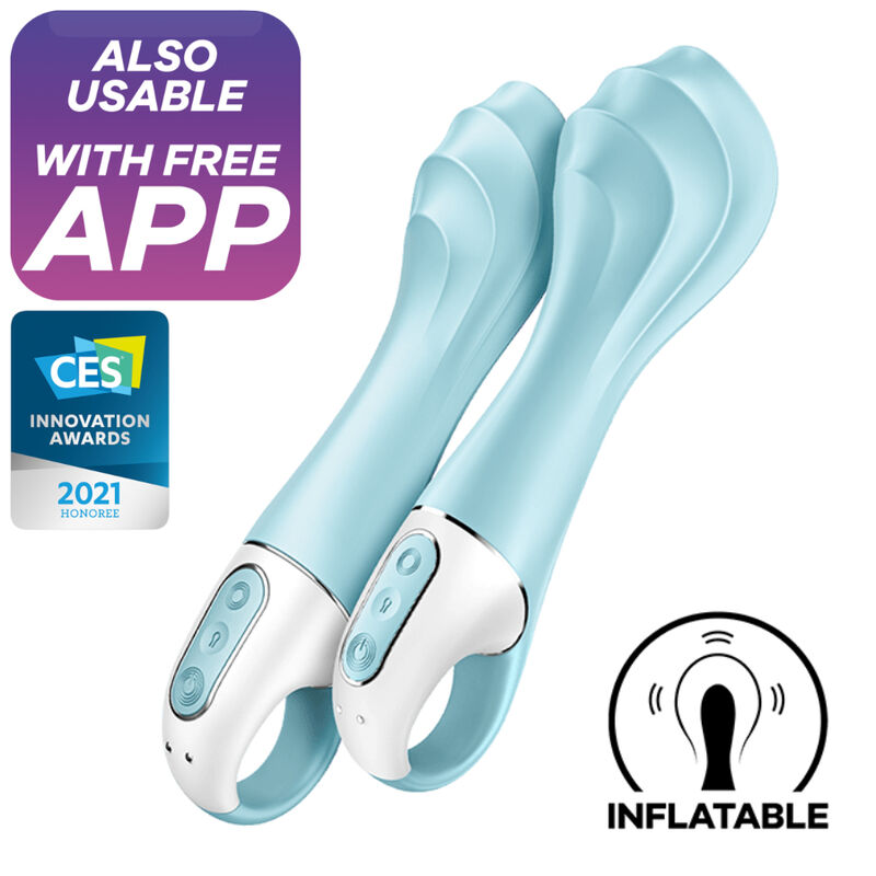 SATISFYER AIR PUMP VIBRATOR 5+ INFLATABLE G-SPOT VIBRATOR - BLUE