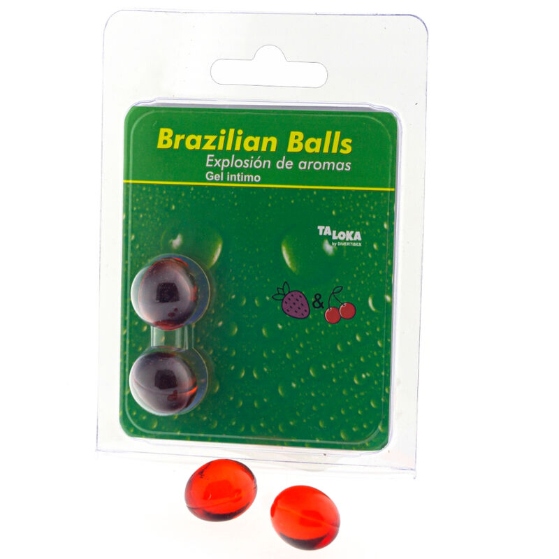 TALOKA - 2 BRAZILIAN BALLS STRAWBERRY  CHERRY INTIMATE GEL