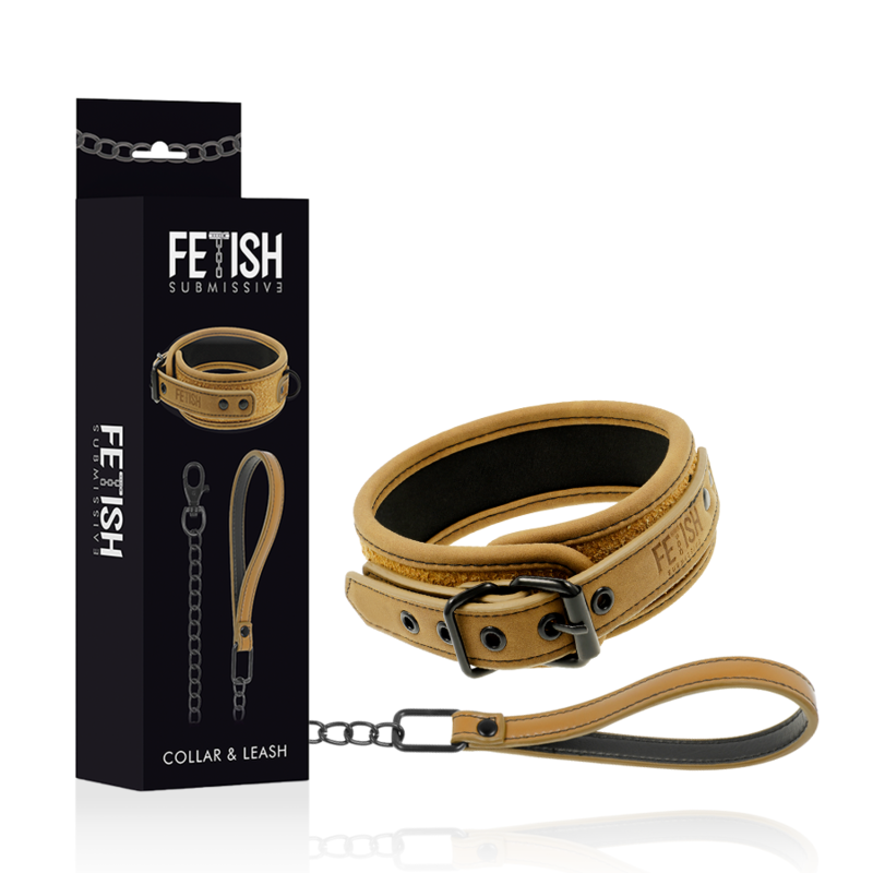 FETISH SUBMISSIVE ORIGIN COLLAR WITH LEASH