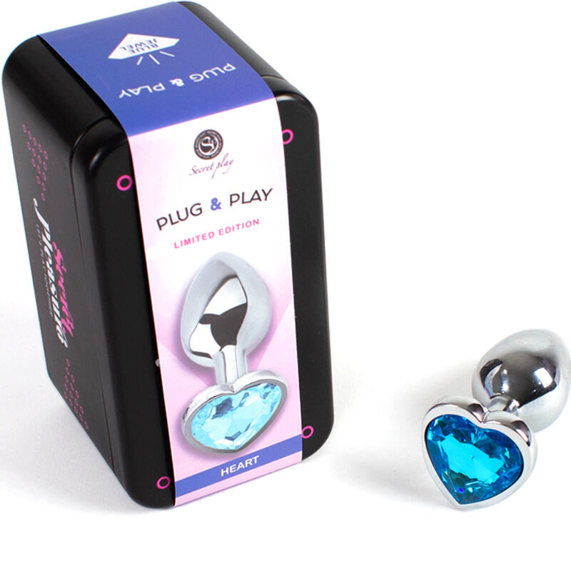 Alternative view of SECRET PLAY - METAL BUTT PLUG BLUE HEART SMALL SIZE 7 CM