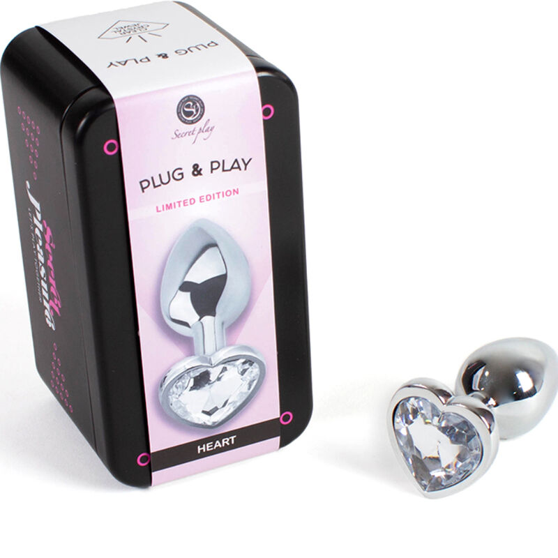 Alternative view of SECRET PLAY - METAL BUTT PLUG CLEAR CRYSTAL HEART SMALL SIZE 7 CM