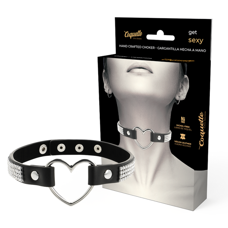 COQUETTE CHIC DESIRE HAND CRAFTED CHOKER VEGAN LEATHER - HEART