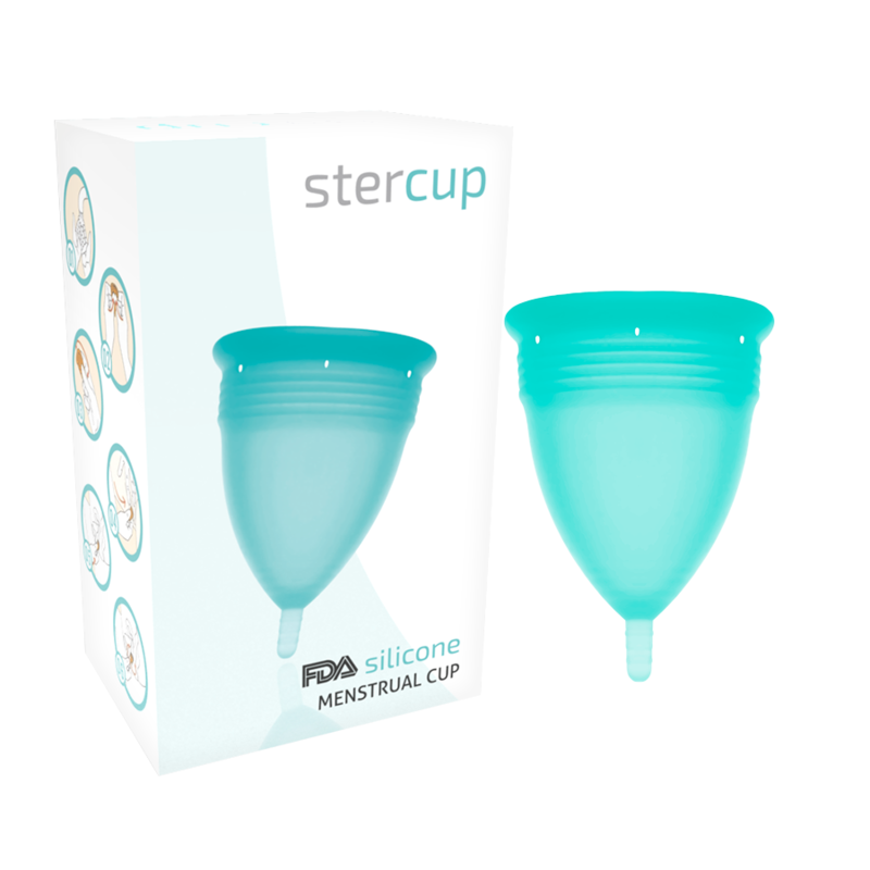 STERCUP MENSTRUAL CUP SIZE S AQUAMARINA COLOR FDA SILICONE