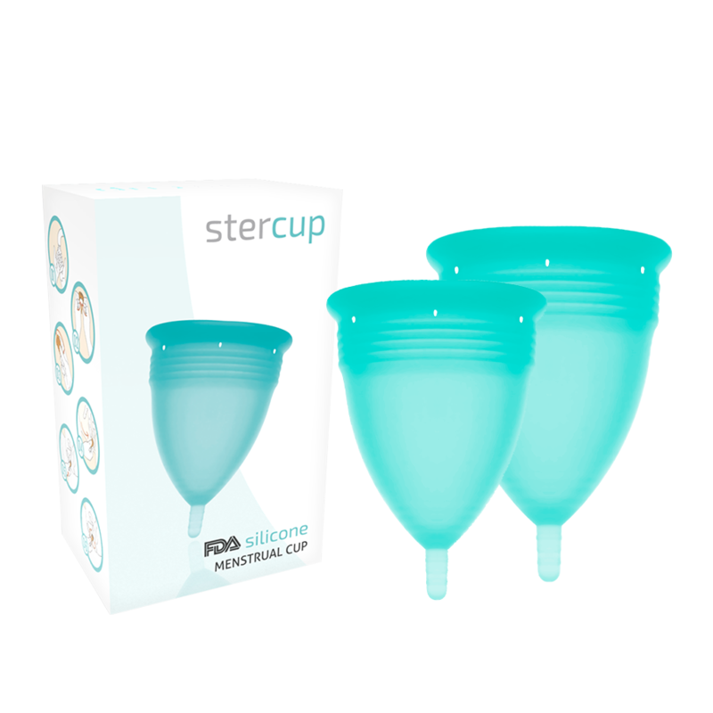 STERCUP - FDA SILICONE MENSTRUAL CUP PACK SIZE S + L AQUAMARINE