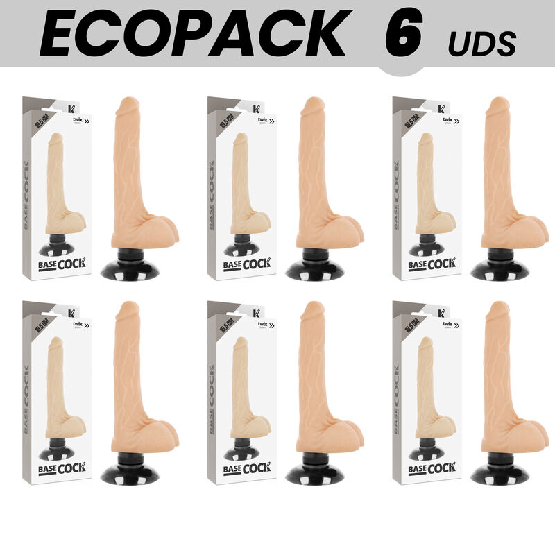 ECOPACK 6 UNITS - BASECOCK REALISTIC VIBRATOR 2-1 FLESH 18.5 CM -O- 4 CM