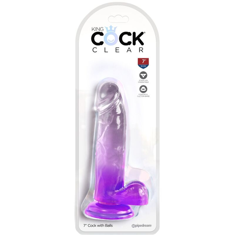 Alternative view of KING COCK CLEAR - REALISTIC PENIS WITH BALLS 15.2 CM PURPLE