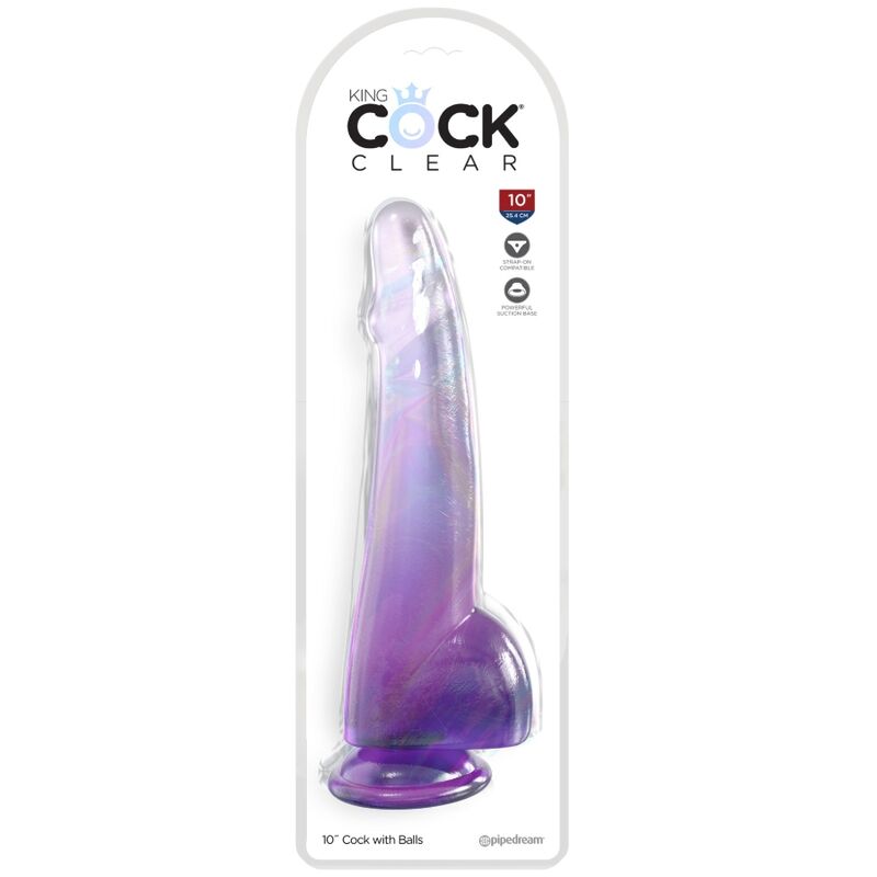 Alternative view of KING COCK CLEAR - DILDO WITH TESTICLES 19 CM PURPLE