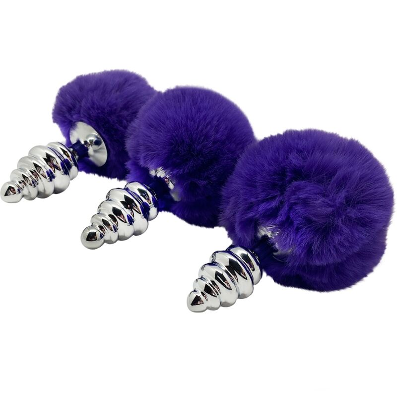 ALIVE - ANAL PLEASURE PLUG SPIRAL METAL FLUFFY DARK VIOLET SIZE M - Bild 4