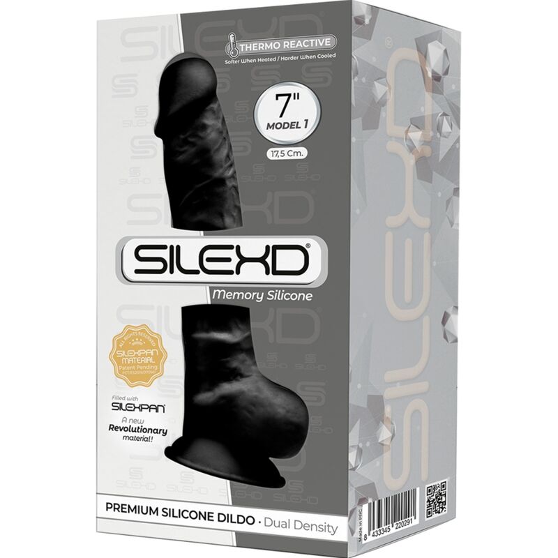 SILEXD - MODEL 1 REALISTIC PENIS PREMIUM SILEXPAN SILICONE BLACK 17.5 CM - Bild 3
