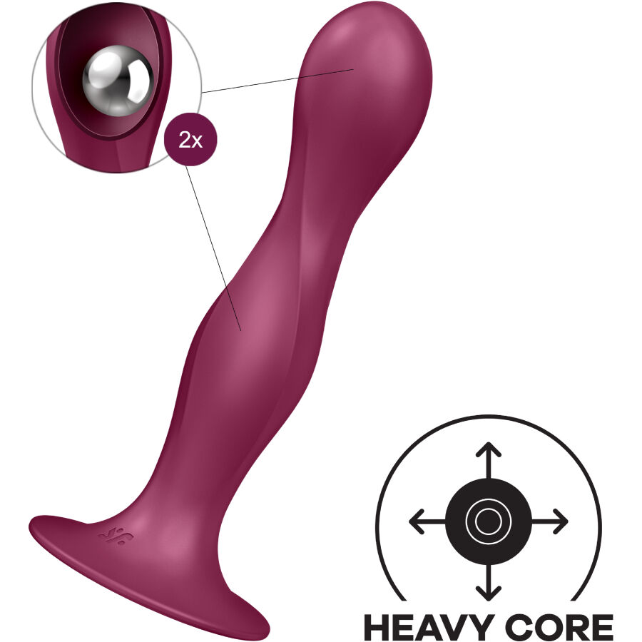 SATISFYER - DOUBLE BALLR SILICONE DILDO GARNET - Bild 3