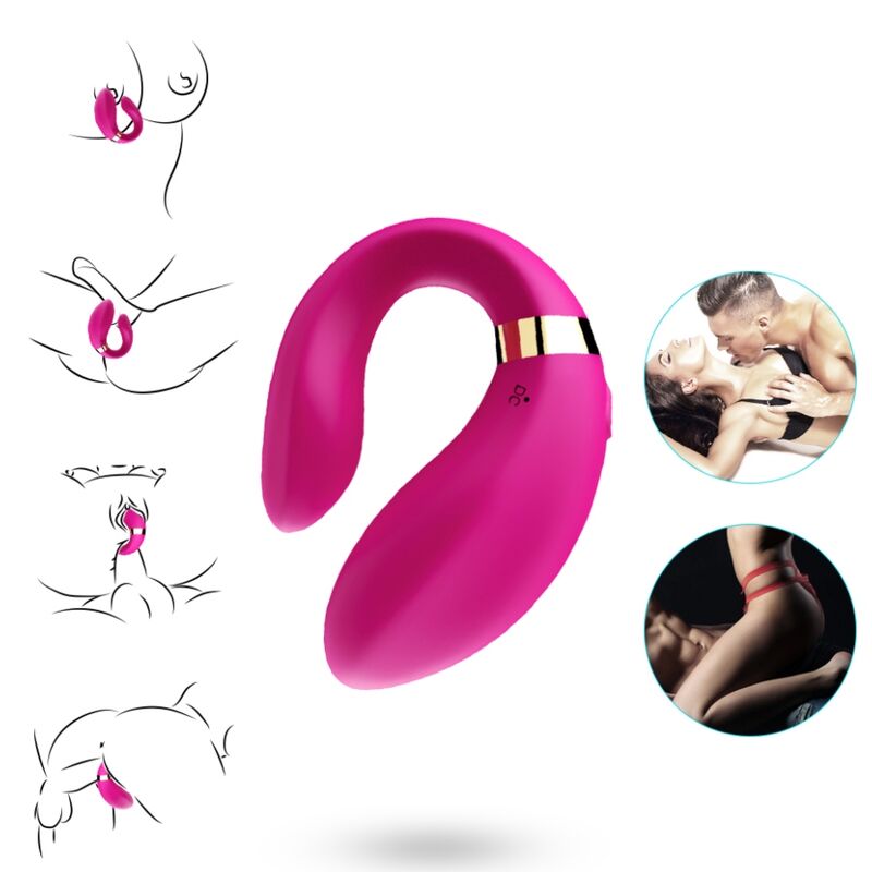 Alternative view of ARMONY - CRESCENT VIBRATOR FOR COUPLES REMOTE CONTROL FUCHSIA