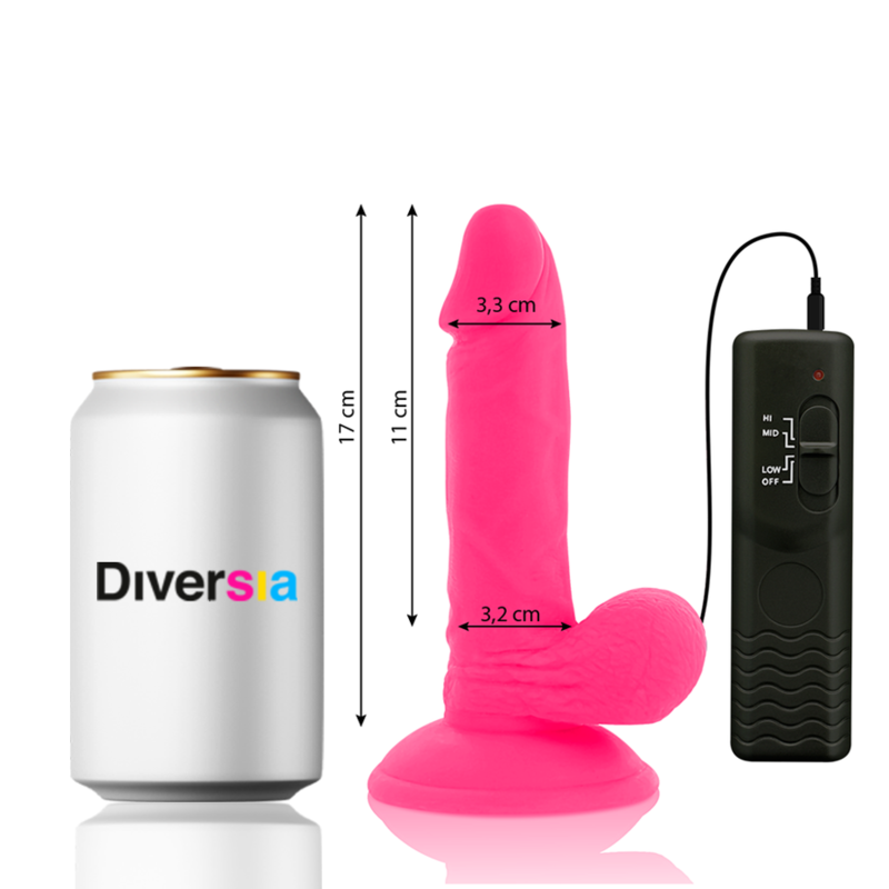 Alternative view of DIVERSIA FLEXIBLE VIBRATING DILDO 17 CM - PINK