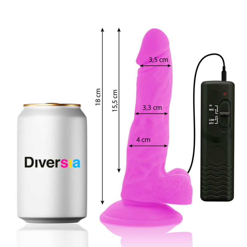 Alternative view of DIVERSIA FLEXIBLE VIBRATING DILDO 18 CM - PURPLE