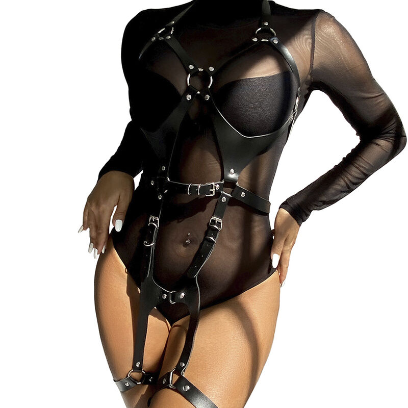 SUBBLIME - FULL BODY HARNESS WITH LEATHER BUCKLES BLACK ONE SIZE - Bild 2