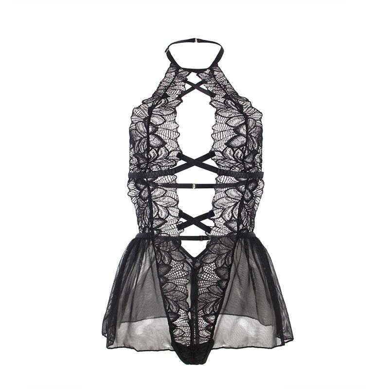 SUBBLIME - TEDDY HALTER NECK BARE BACK LACE BLACK S/M - Bild 5